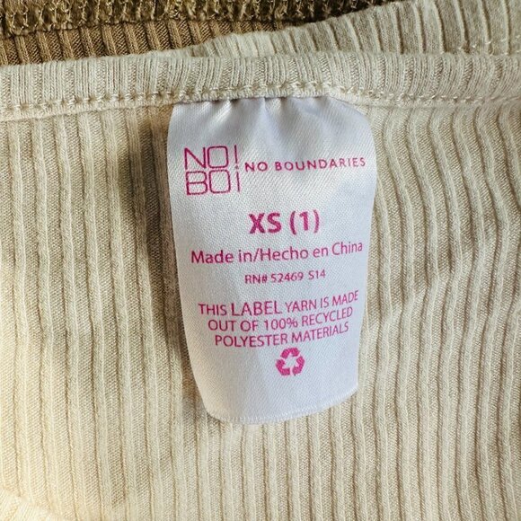 No Boundaries Crop Tops Lot of 2 Ribbed Stretch Black & White, Beige & Cream XS - Picture 5 of 6